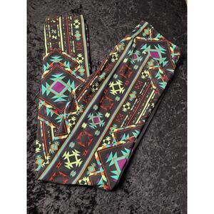 LuLaRoe One Size OS Leggings Black Blue Green Red Triangles High Rise Soft NWOT